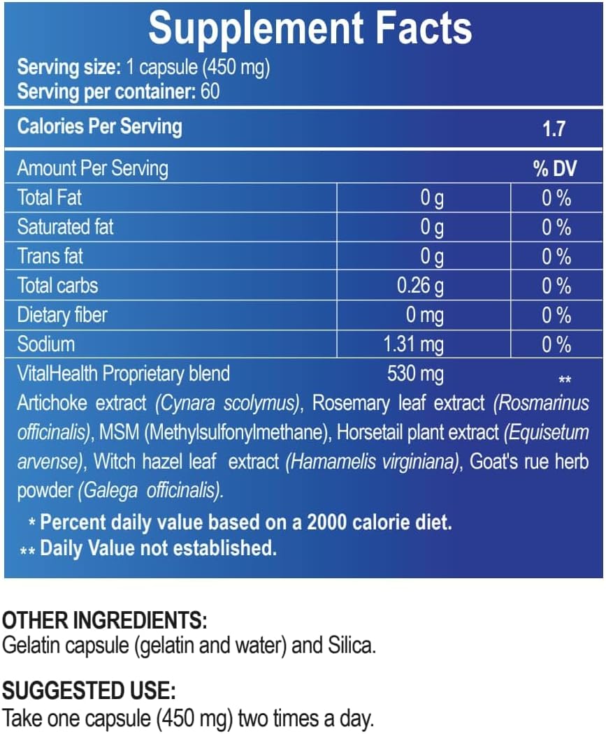 VH ASCULAX, 60 capsules, Artichoke, Rosemary and MSM