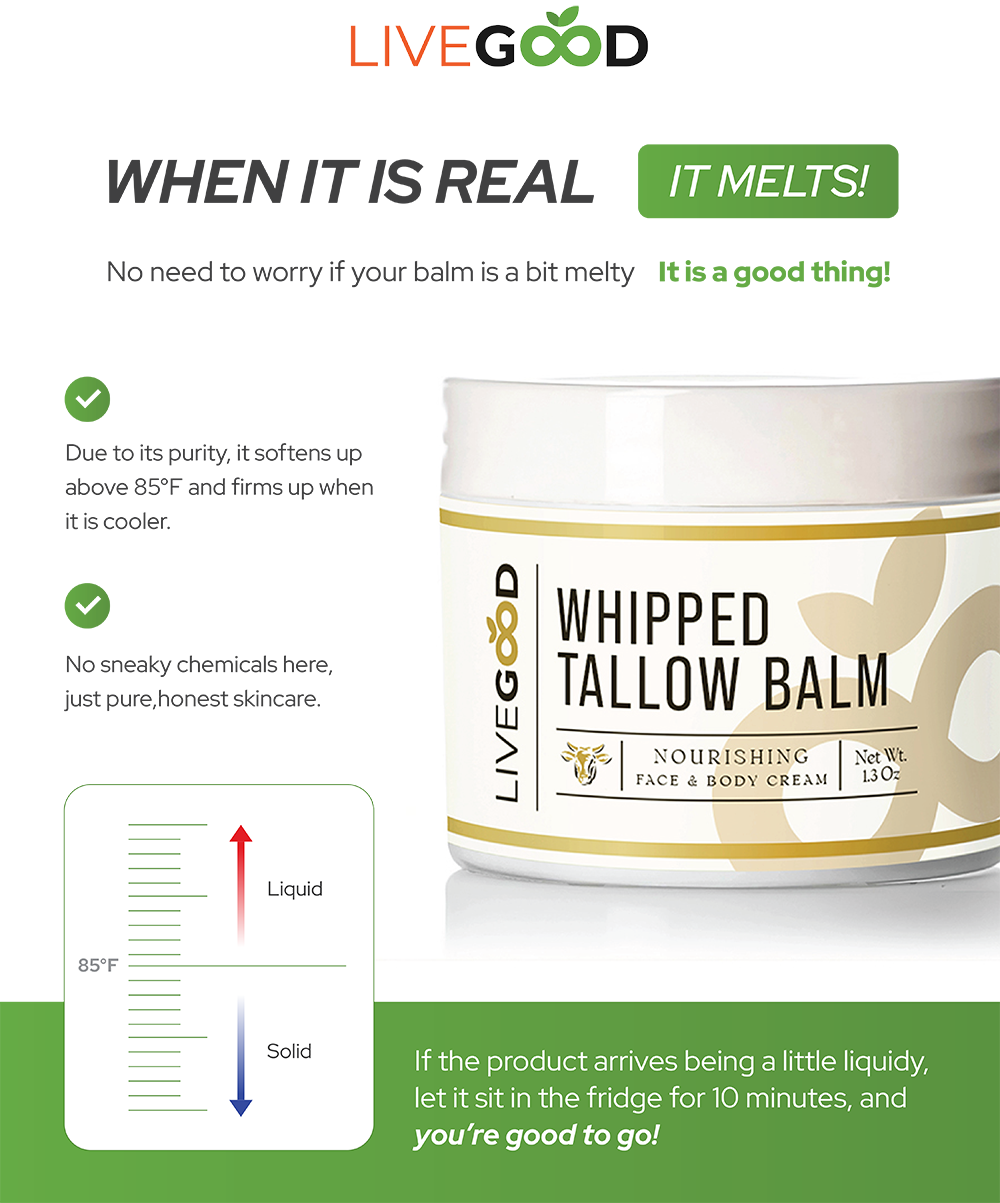 Whipped Tallow Balm, Nourishing Face and Body cream, luxury, 1.3oz