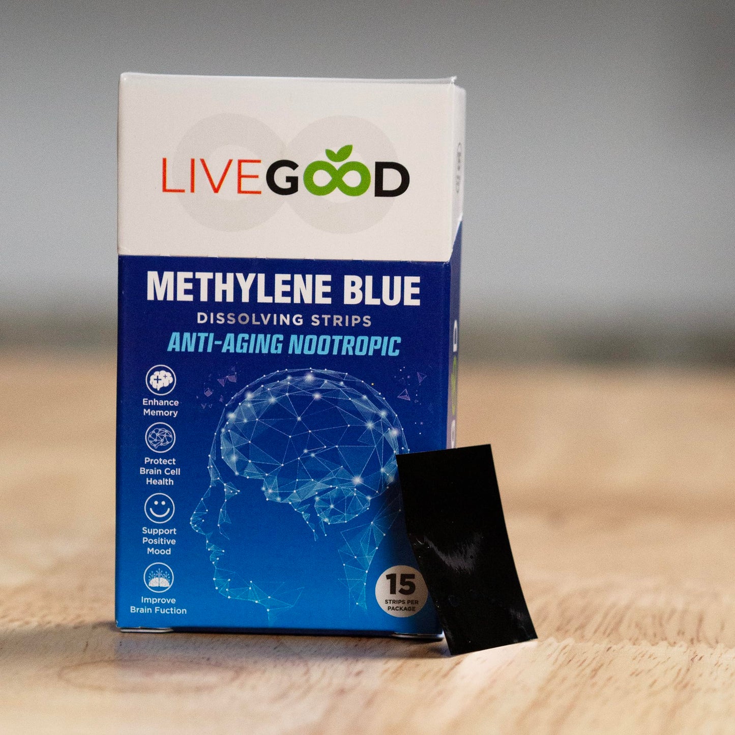 Methylene Blue Nootropic – Dissolving Strips for Maximum Absorption, Helps Promote Focus & Cognitive & Brain Health, Third Party Tested, 15 Strips