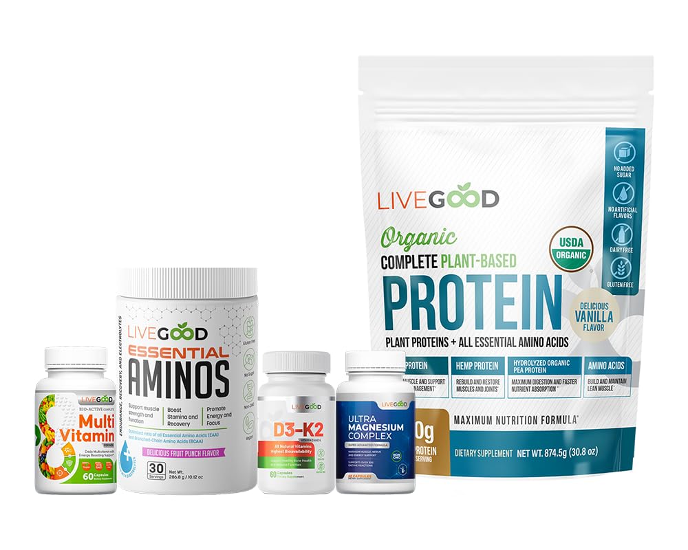 Lean Body Pack: Organic Plant-Based Protein, Essential Aminos, Multi-Vitamin, Magnesium Complex, Vitamin D3K2, Vanilla Flavor