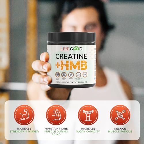 Creatine Plus HMB Supplement, 3g HMB for Muscle Strength & Recovery, 8.5oz.