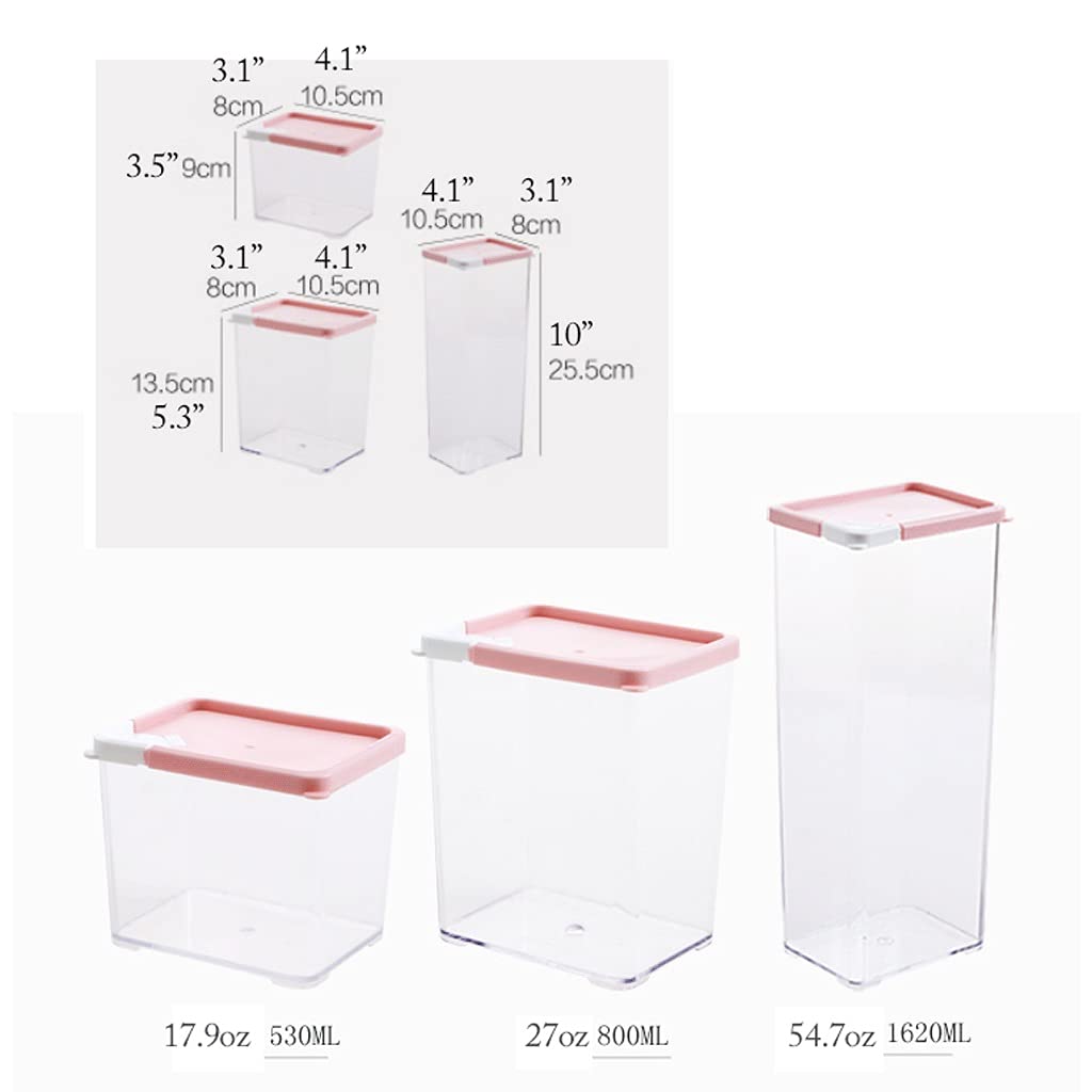 Kitchen jars Food Storage Container With Lid 3 Piece Kitchen Canister Set Clear Square Plastic Stackable Canister Set For Grains Dried Fruit Useful Container Set