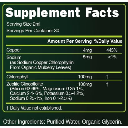 Chlorophyll and Zeolite Detox Supplement, 2 fl oz, 30 Servings