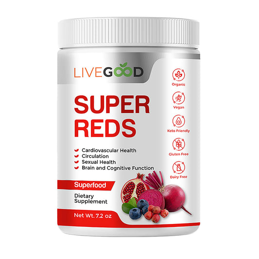 Organic Super Reds with Alfalfa, Barley Grass, Beet Root, Pomegranite, Grape Seed, Vegan, Gluten Free, 7.2 oz.