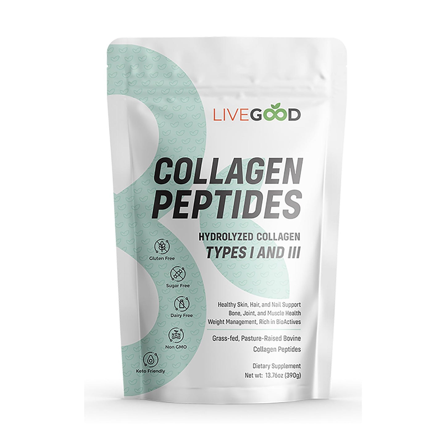 Collagen Peptides Powder with Hyaluronic Acid, Hydrolyzed Collagen Type 1 & 3 Protein Supplement for Healthy Skin, Nails, Bones & Joints, Unflavored, 30 Servings