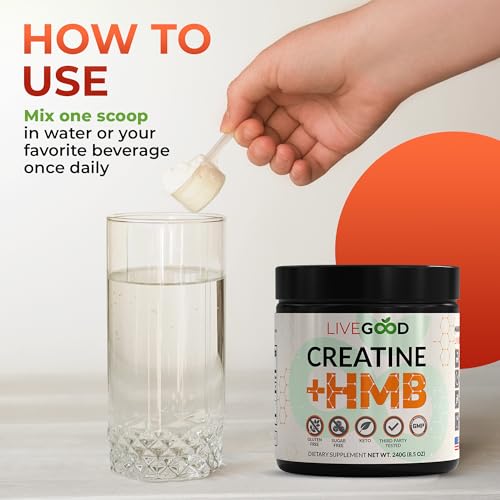 Creatine Plus HMB Supplement, 3g HMB for Muscle Strength & Recovery, 8.5oz.