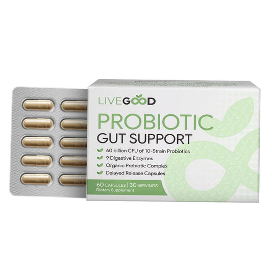 Probiotic Gut Support, 60 Capsules, 60 Billion CFU Probiotics, Digestive Enzymes