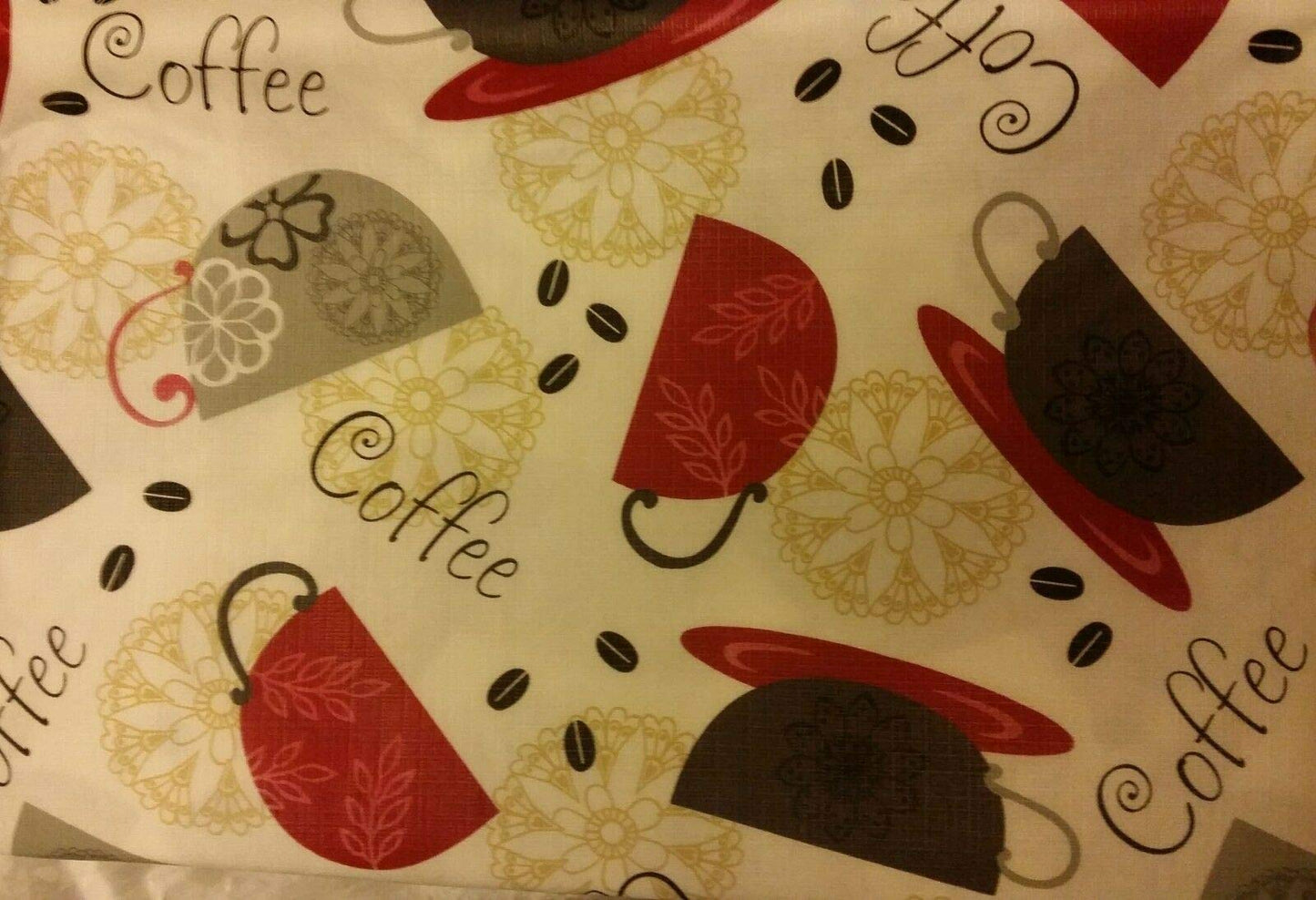 THE RAISE Tablecloth 52"x 90" (6-8 PPL) Oblong, Coffee Cups & Beans # 1