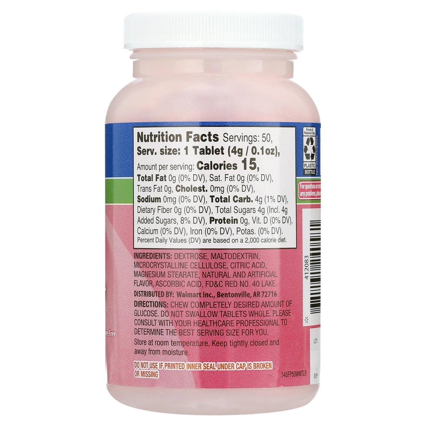 ReliOn Glucose Tablets, Fruit Punch Flavor, 50 Count