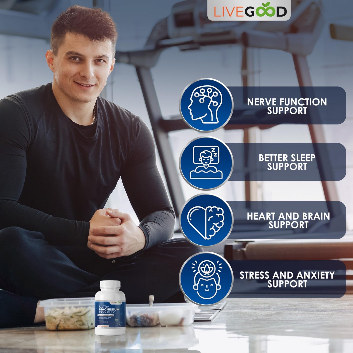 Ultra Magnesium Complex Advanced Formula for Muscle, Nerve & Energy Support, Non-GMO, 420mg Magnesium Glycinate & Gluconate per Serving, 60 Capsules