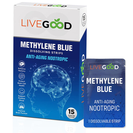 Methylene Blue Nootropic – Dissolving Strips for Maximum Absorption, Helps Promote Focus & Cognitive & Brain Health, Third Party Tested, 15 Strips