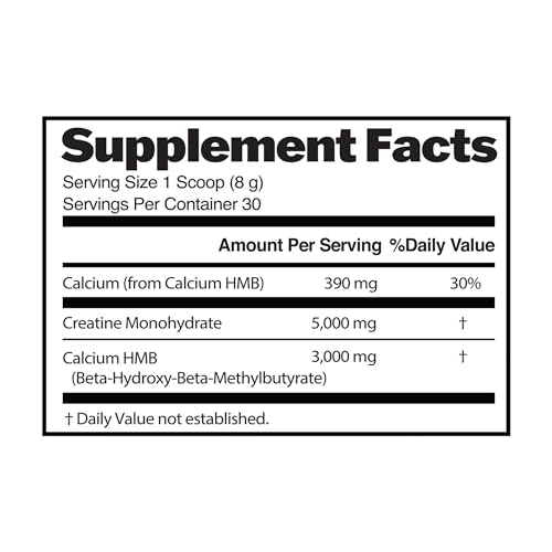Creatine Plus HMB Supplement, 3g HMB for Muscle Strength & Recovery, 8.5oz.
