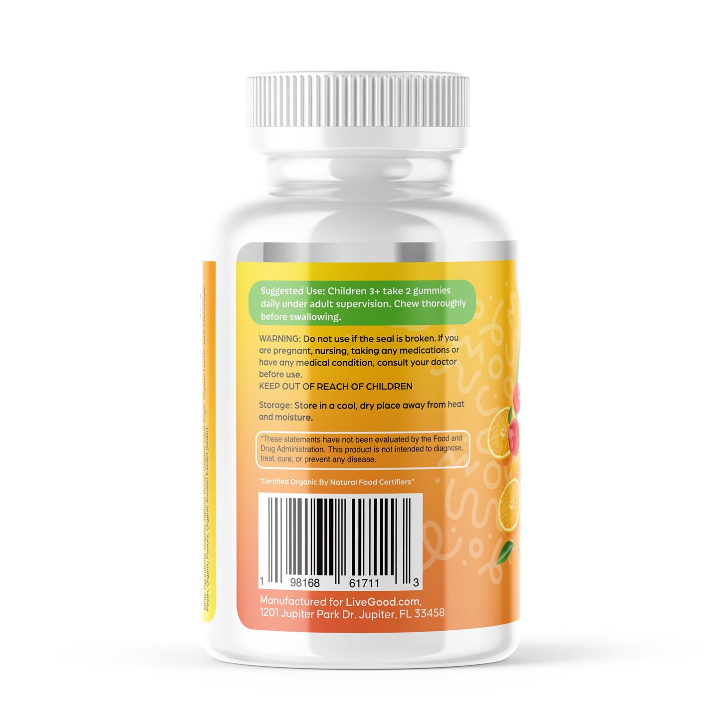 Organic Childrens Multivitamin Gummies, Chewable Daily Supplement with Vitamin C & Zinc for Kids, Citrus Flavor, 60 Gummies
