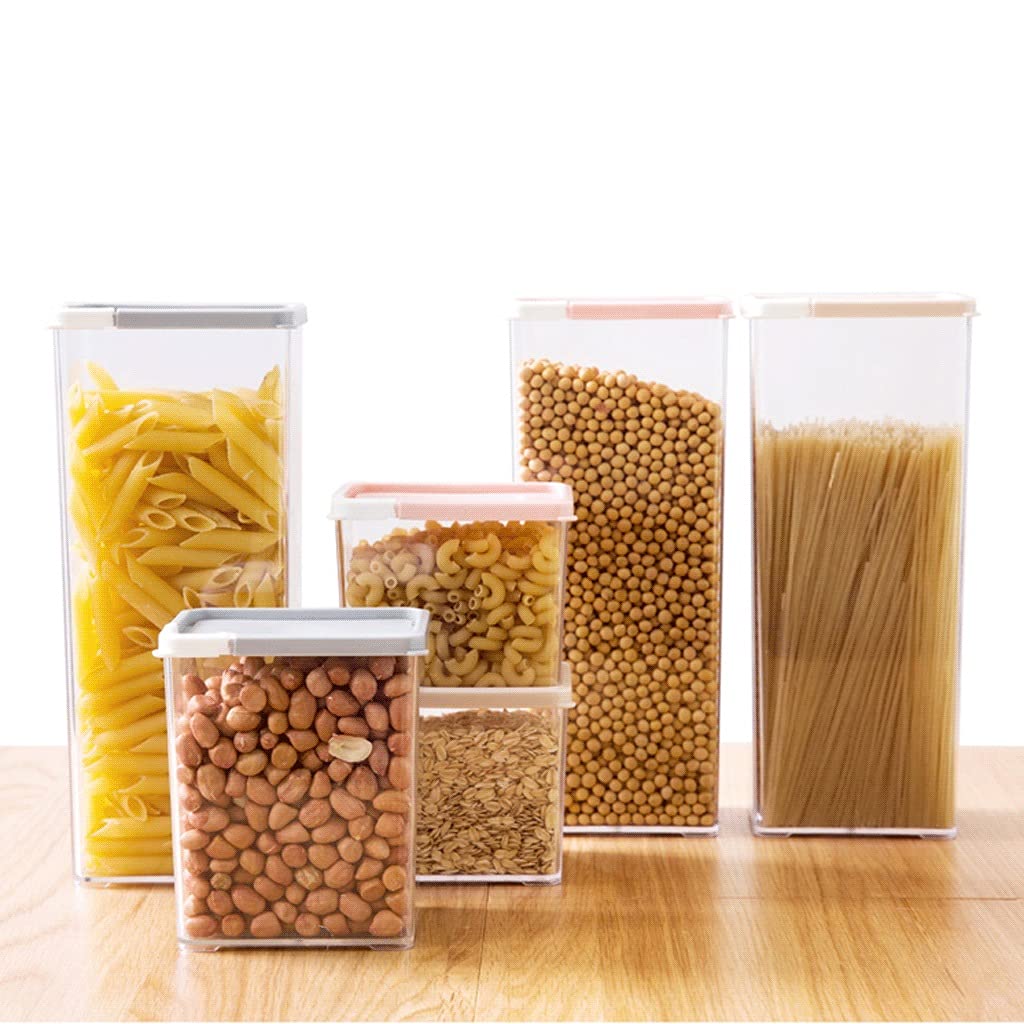 Kitchen jars Food Storage Container With Lid 3 Piece Kitchen Canister Set Clear Square Plastic Stackable Canister Set For Grains Dried Fruit Useful Container Set