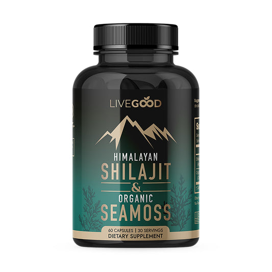 Himalayan Shilajit & Organic Sea Moss, Rich in Fulvic Acid & Iodine, Vegan & Gelatin-Free, 60 Capsules