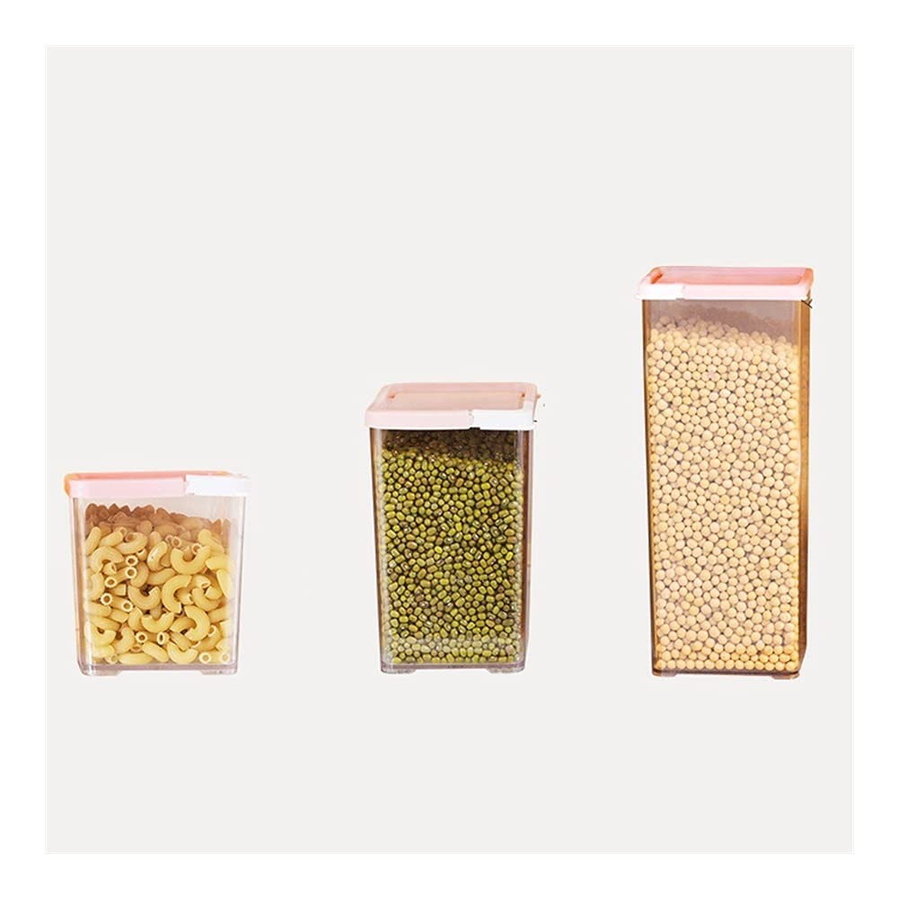 Kitchen jars Food Storage Container With Lid 3 Piece Kitchen Canister Set Clear Square Plastic Stackable Canister Set For Grains Dried Fruit Useful Container Set