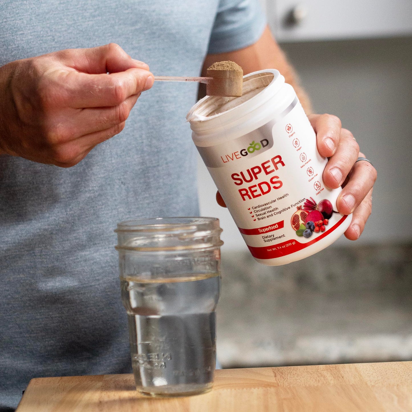 Organic Super Reds with Alfalfa, Barley Grass, Beet Root, Pomegranite, Grape Seed, Vegan, Gluten Free, 7.2 oz.
