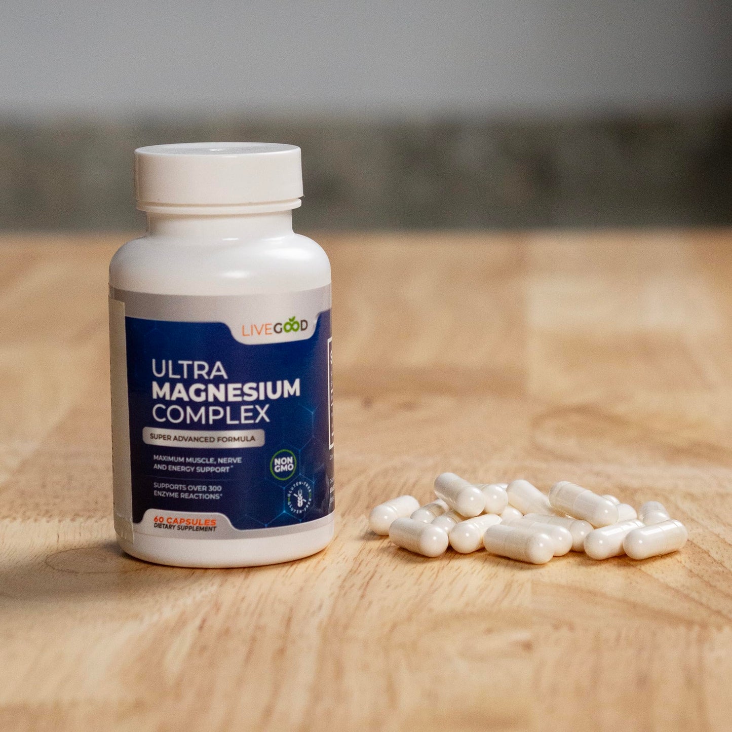 Ultra Magnesium Complex Advanced Formula for Muscle, Nerve & Energy Support, Non-GMO, 420mg Magnesium Glycinate & Gluconate per Serving, 60 Capsules