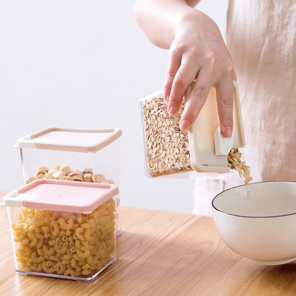 Kitchen jars Food Storage Container With Lid 3 Piece Kitchen Canister Set Clear Square Plastic Stackable Canister Set For Grains Dried Fruit Useful Container Set
