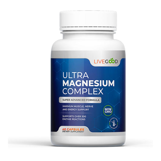Ultra Magnesium Complex Advanced Formula for Muscle, Nerve & Energy Support, Non-GMO, 420mg Magnesium Glycinate & Gluconate per Serving, 60 Capsules