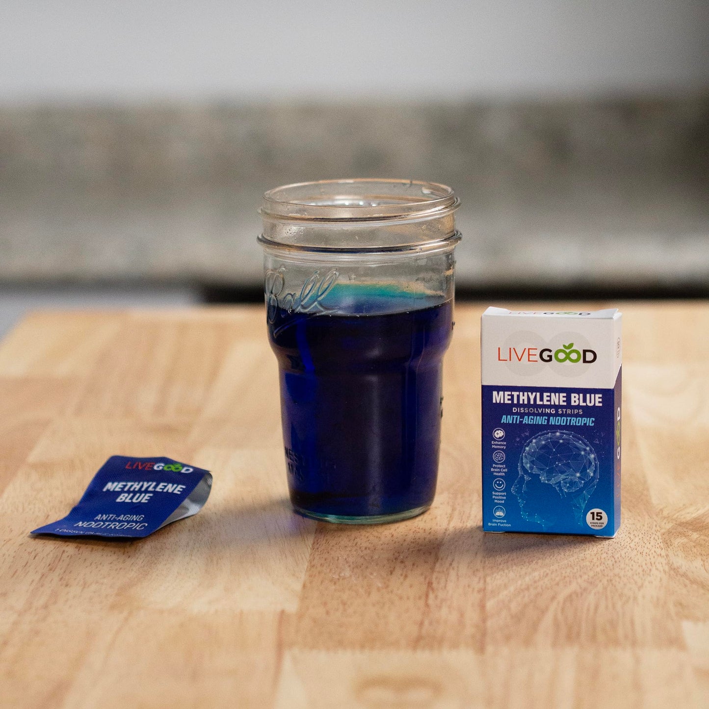 Methylene Blue Nootropic – Dissolving Strips for Maximum Absorption, Helps Promote Focus & Cognitive & Brain Health, Third Party Tested, 15 Strips